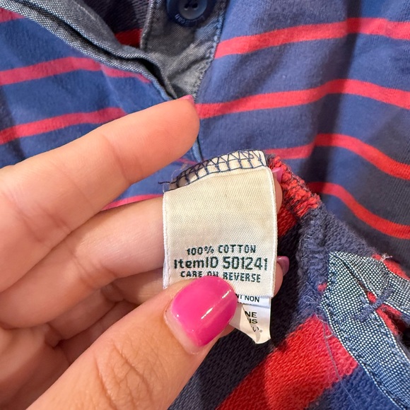 L.L. Bean Navy and Red Striped Shirt - Picture 4 of 5